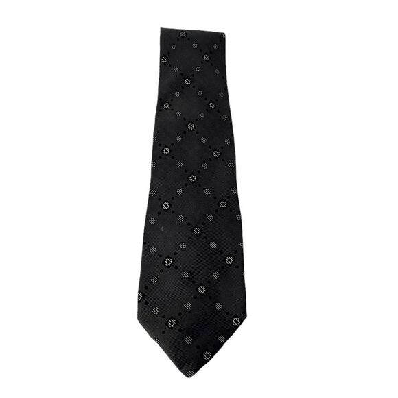 Vintage Mondo Di Marco Silk Diamond and Dot Gray Tie - Picture 1 of 9